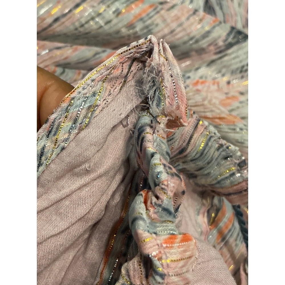 World Market Estrella Blue and Pink Shimmer Geo Midi Dress Flowy Lagenlook S/M - Picture 7 of 10